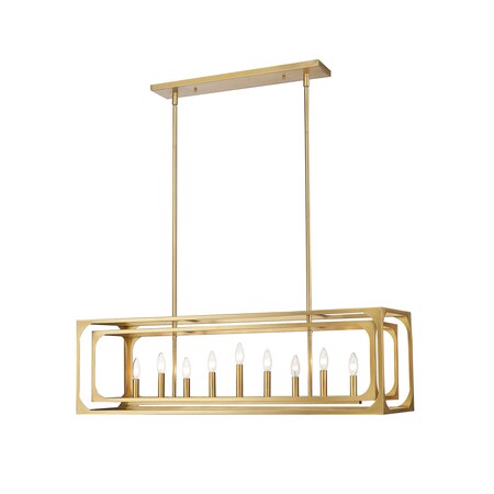 Z-Lite Easton Linear Chandelier, 9-Light, 13 In.W x 44 In.L x 13 In.H, Rubbed Brass/Rubbed Brass 3038-9L-RB